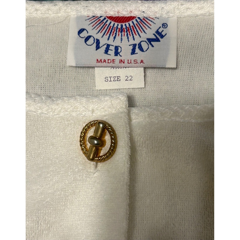 VTG 90s White Swim Cover Up Plus Size 22W Sears Cover Zone Made in‎ USA NWT - Picture 3 of 7